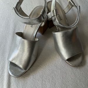 Jeffery Campbell silver thick heel sandal
